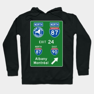 New York Thruway Northbound Exit 24: Albany Montréal I-90 I-87 Hoodie